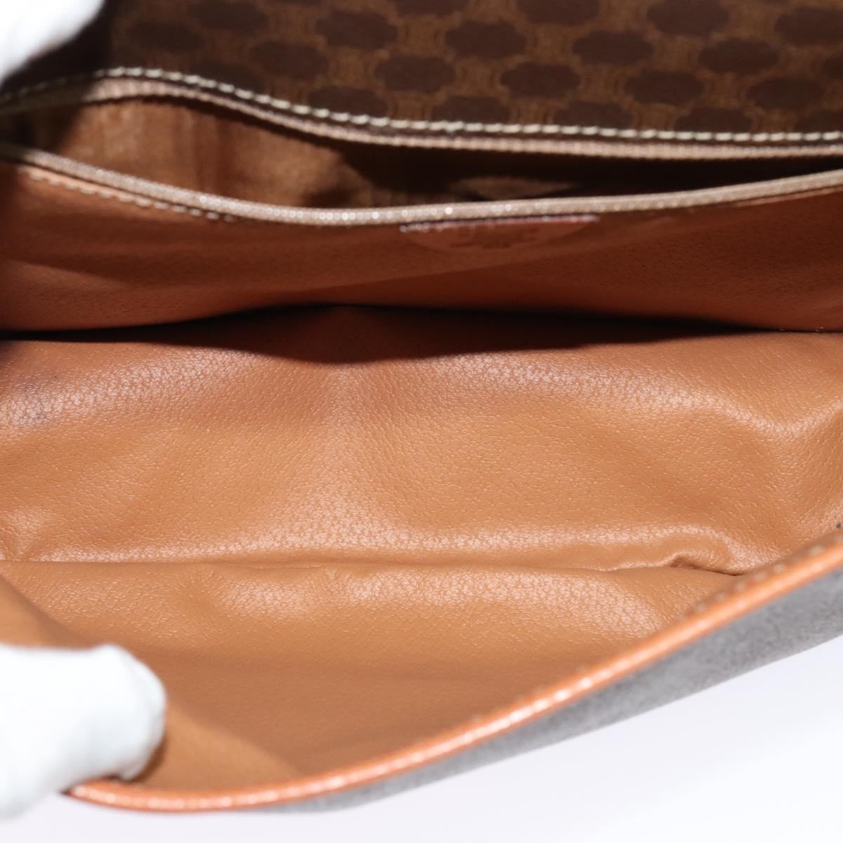 Celine Macadam Shoulder Bag Pvc Leather Brown Canvas Bag (Pre-Owned)