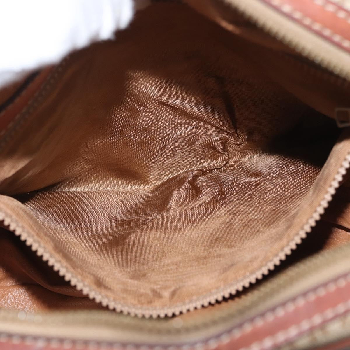Celine Vintage Macadam Shoulder Bag Canvas And Leather Beige Canvas Shoulder Bag Bag (Pre-Owned)
