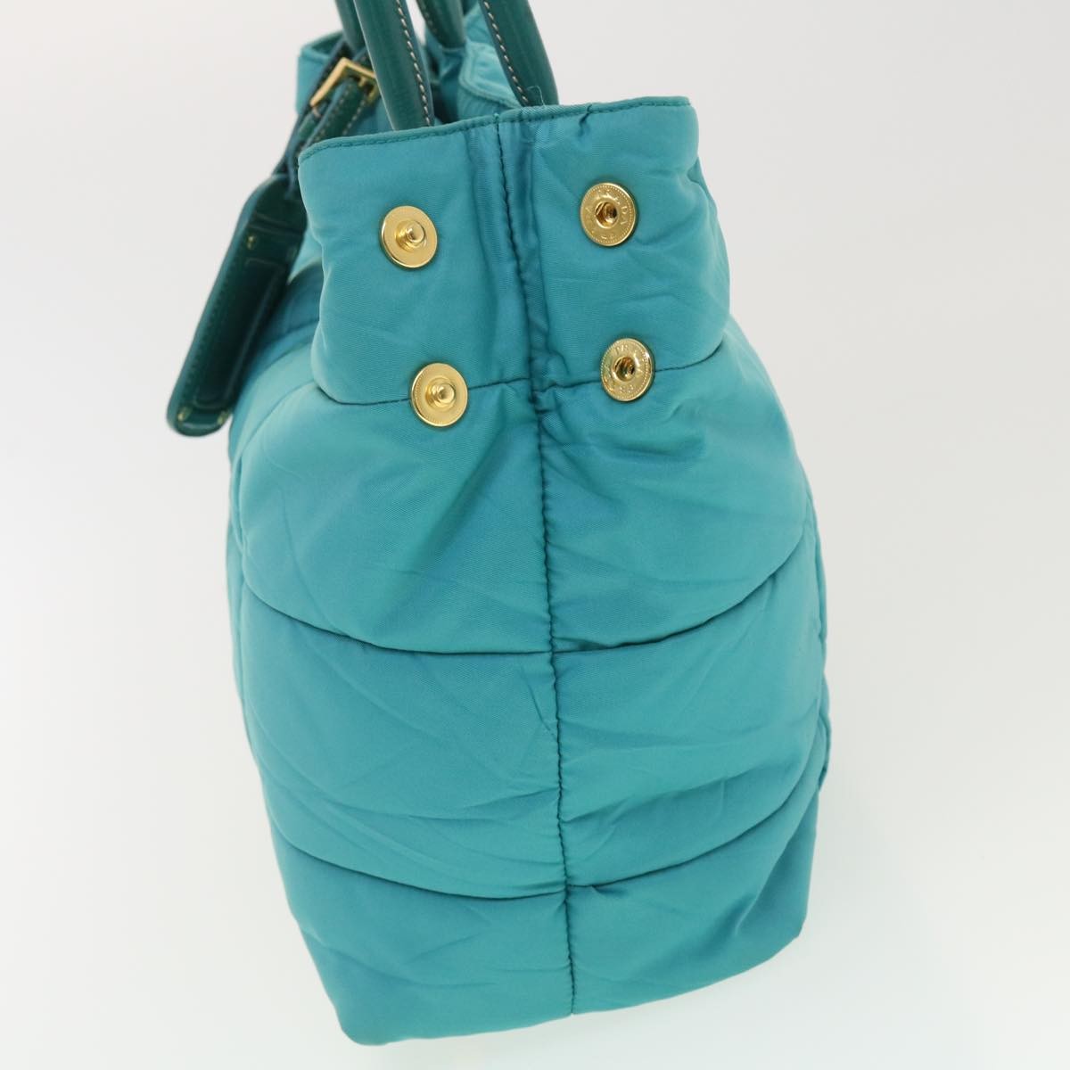Prada Convertible Tote Quilted Tessuto Turquoise Nylon Handbag (Pre-Owned)