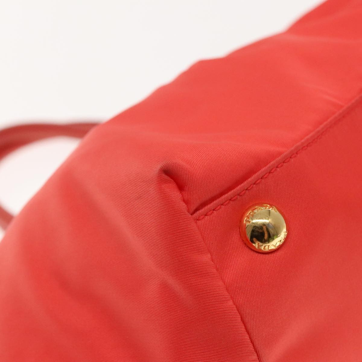 Prada Bow Tote Tessuto Orange Nylon Handbag (Pre-Owned)