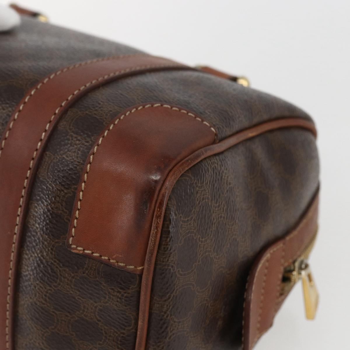 Celine Vintage Macadam Handbag Canvas And Leather Brown Canvas Shoulder Bag Bag (Pre-Owned)