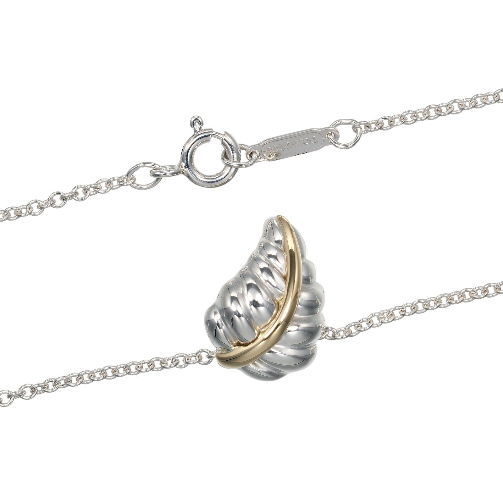 Tiffany & Co. Leaf Pendant Necklace Silver 925 And K18 Yellow Gold Silver Silver Necklace Jewelry (Pre-Owned)
