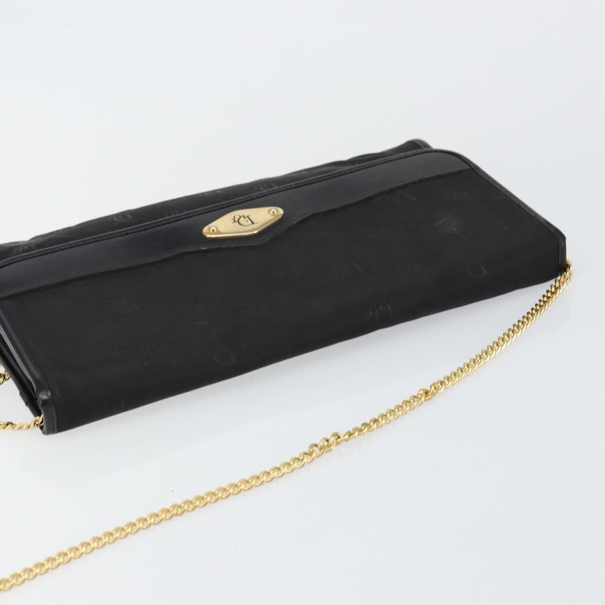 Christian Dior Vintage Cd Chain Flap Shoulder Bag Diorissimo Canvas Black Nylon Shoulder Bag Bag (Pre-Owned)