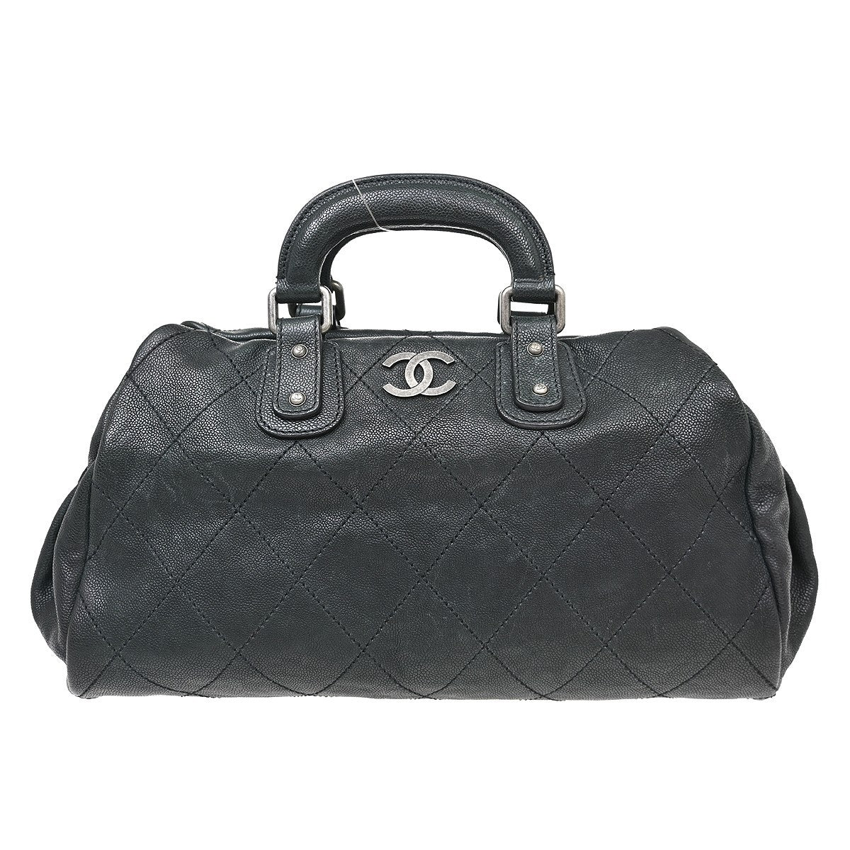 Chanel Outdoor Ligne Doctor Bag Quilted Caviar Black Leather Handbag (Pre-Owned)