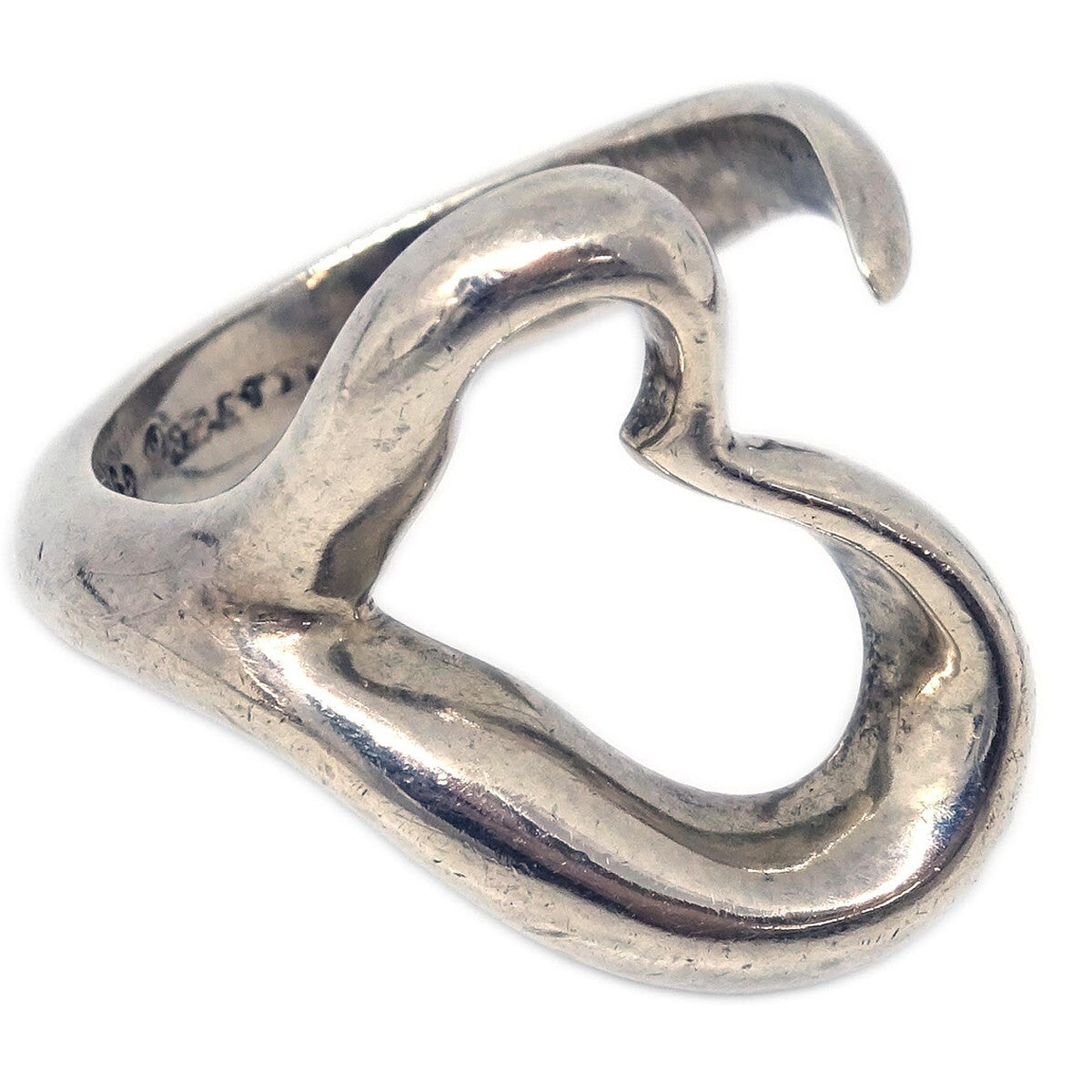 Tiffany & Co. Elsa Peretti Open Heart Ring Silver 925 Silver Sterling_Silver Ring Jewelry (Pre-Owned)