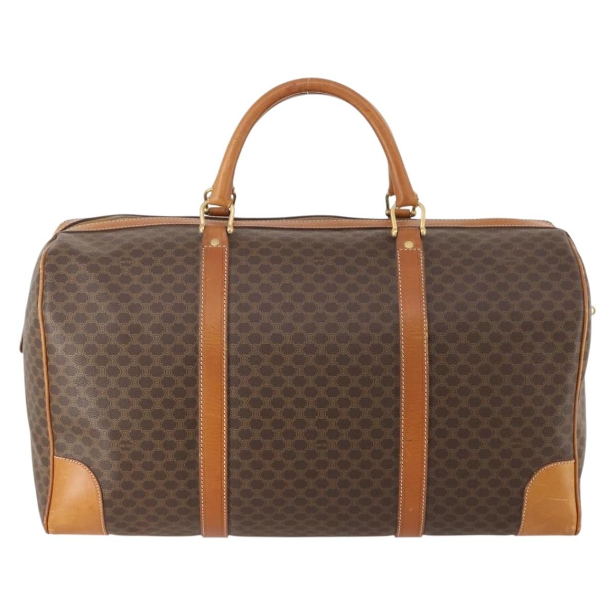 Celine Vintage Duffle Bag Macadam Coated Canvas Brown Canvas Travel Bag Bag (Pre-Owned)