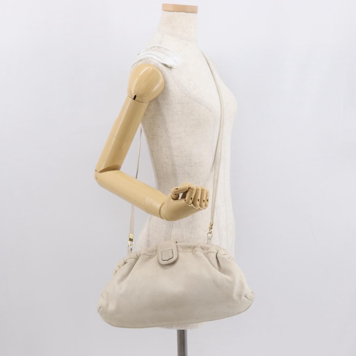 Celine Vintage Shoulder Bag Leather White Leather Shoulder Bag Bag (Pre-Owned)