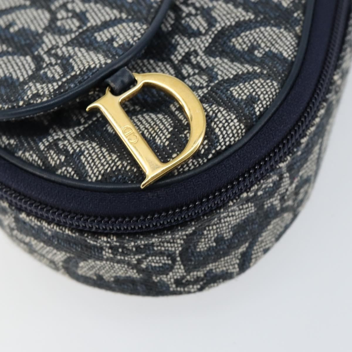 Christian Dior Vintage Saddle Coin Purse Diorissimo Canvas Navy Canvas Clutche & Pouche Bag (Pre-Owned)