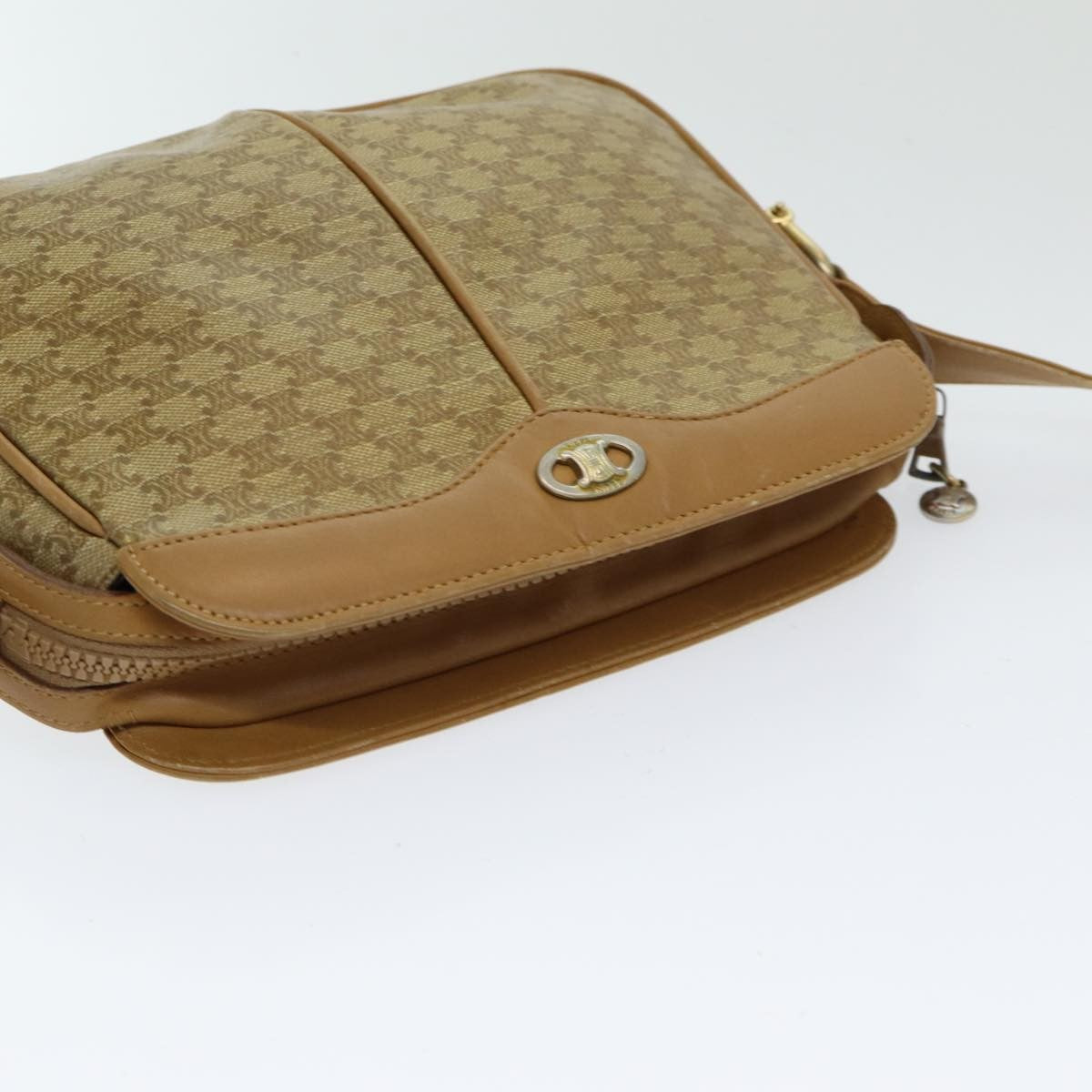 Celine Vintage Macadam Shoulder Bag Canvas And Leather Beige Canvas Shoulder Bag Bag (Pre-Owned)