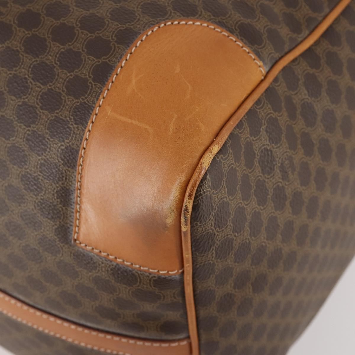 Celine Vintage Duffle Bag Macadam Coated Canvas Brown Canvas Travel Bag Bag (Pre-Owned)
