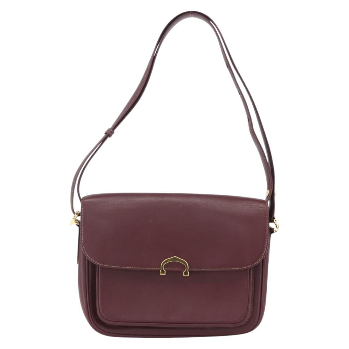 Cartier Must De Cartier Shoulder Bag Leather Burgundy Leather Shoulder Bag Bag (Pre-Owned)
