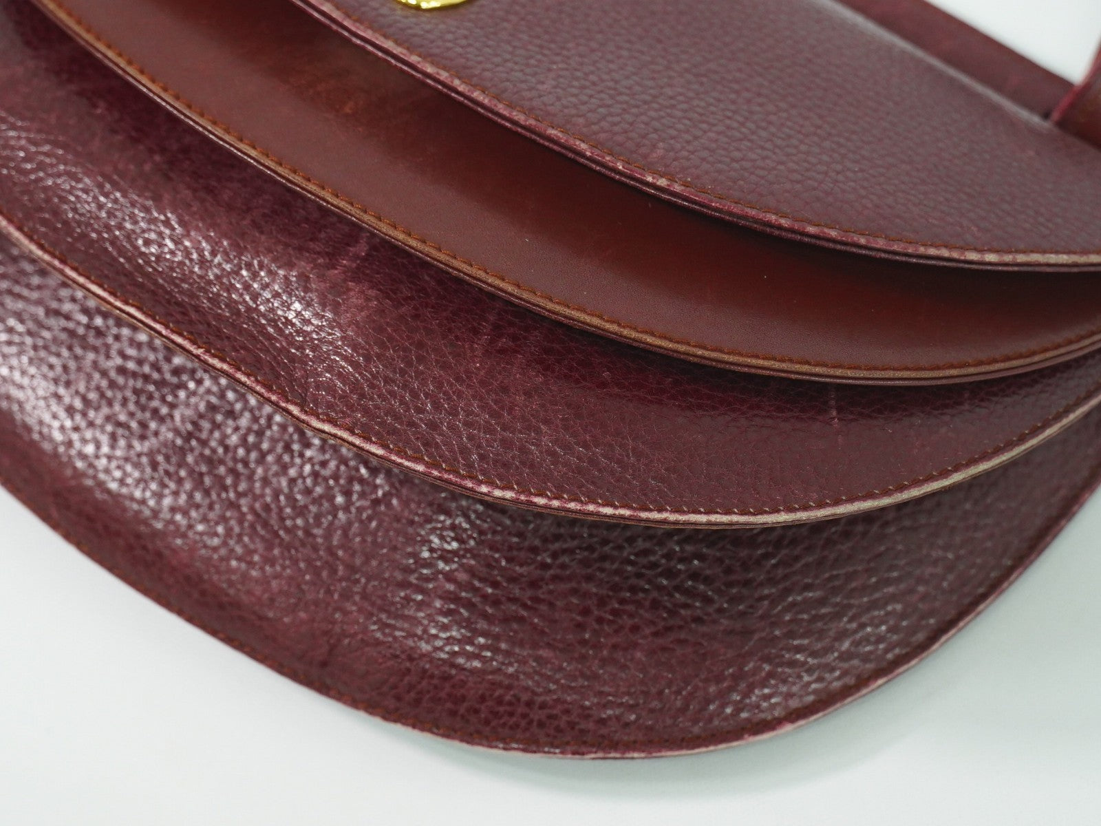 Cartier Must De Cartier Shoulder Bag Leather Burgundy Leather Shoulder Bag Bag (Pre-Owned)