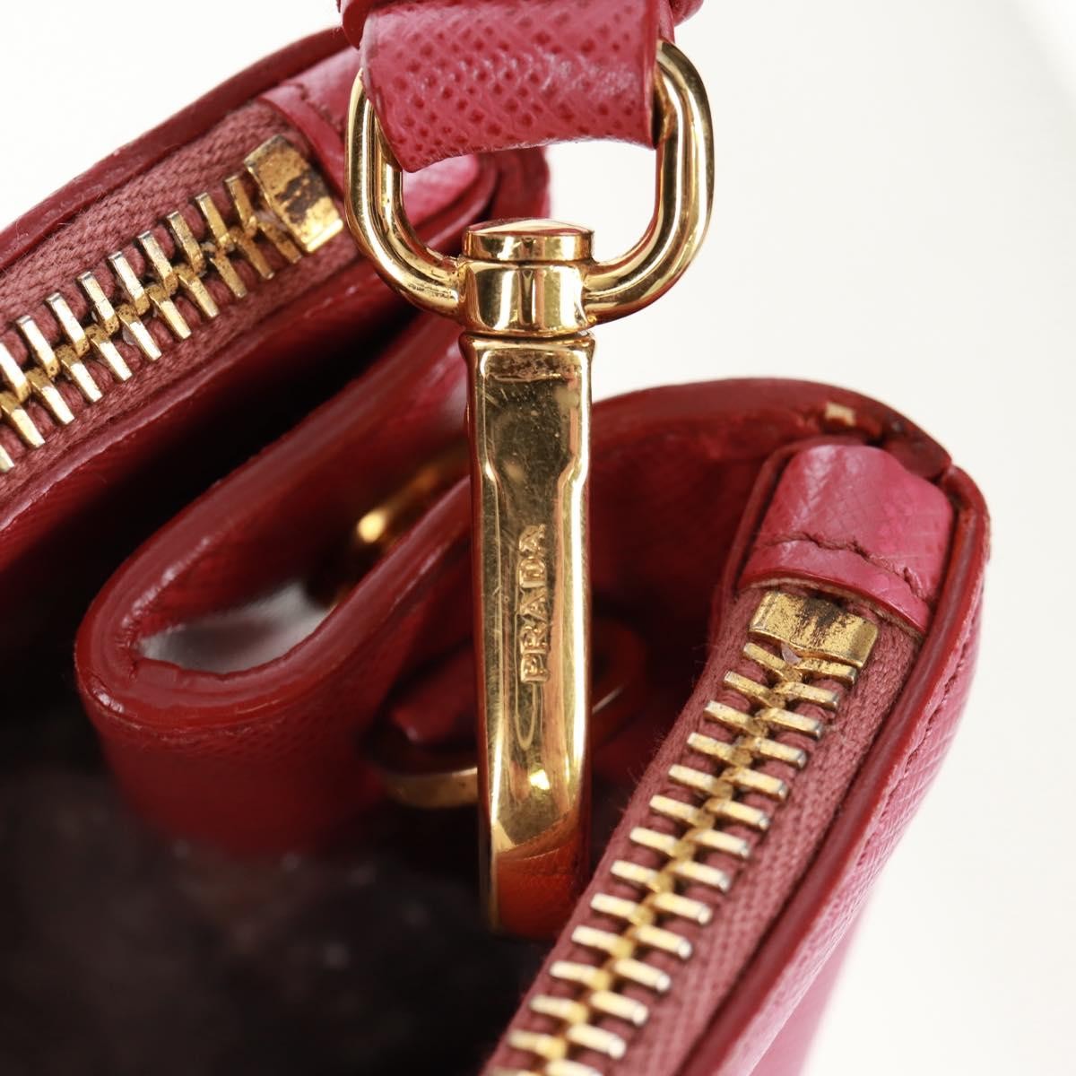 Prada Double Zip Lux Tote Saffiano Leather Pink Leather Handbag (Pre-Owned)