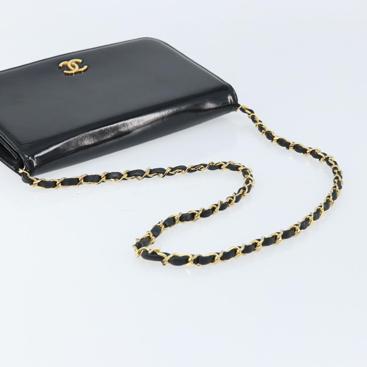 Chanel Wallet On Chain Quilted Patent Black Patent_Leather Shoulder Bag Bag (Pre-Owned)