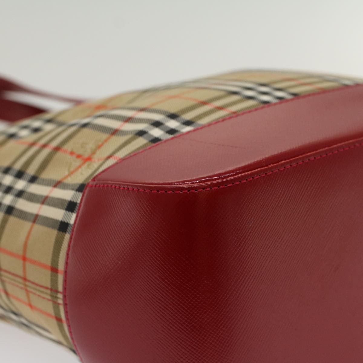 Burberry Nova Check Tote Nylon And Leather Beige Nylon Tote Bag Bag (Pre-Owned)