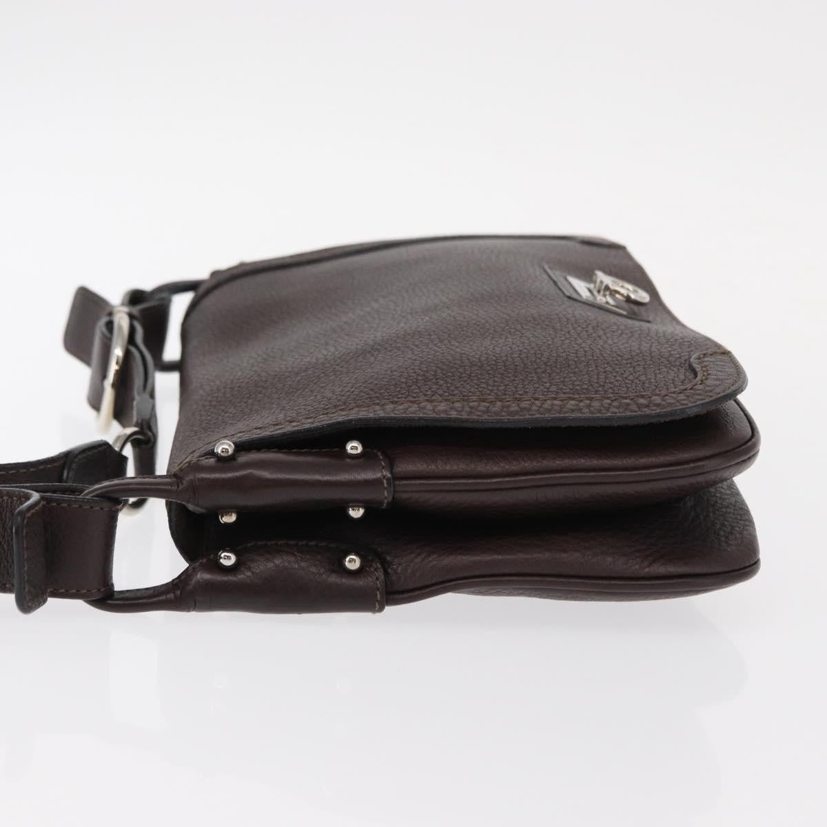 Salvatore Ferragamo Gancini Shoulder Bag Leather Brown Leather Shoulder Bag Bag (Pre-Owned)