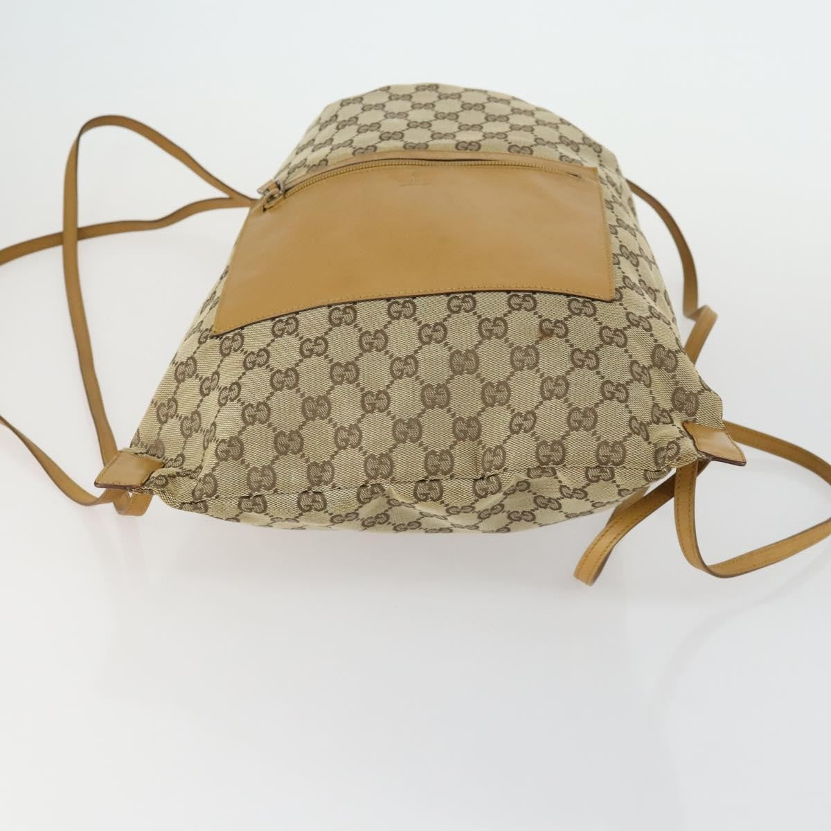 Gucci Drawstring Backpack Gg Canvas Beige Canvas Backpack Bag (Pre-Owned)