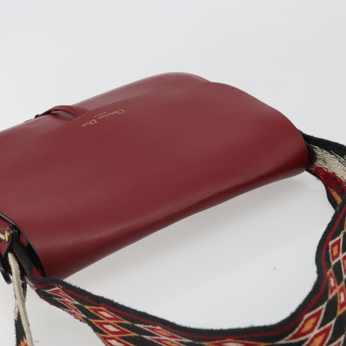 Christian Dior Diorodeo Flap Bag Leather Red Leather Shoulder Bag Bag (Pre-Owned)