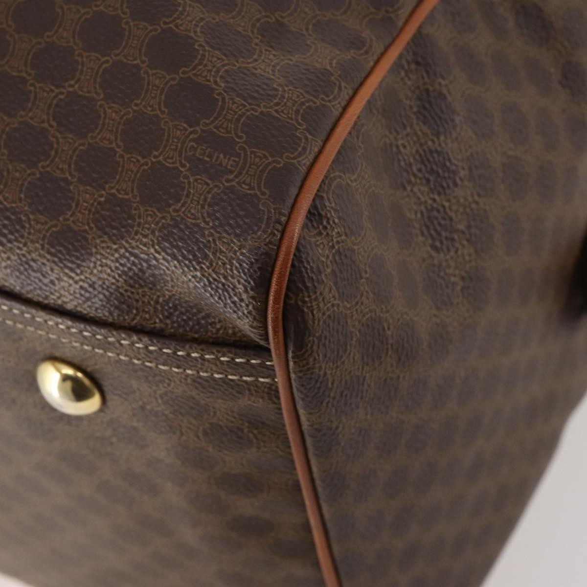 Celine Vintage Duffle Bag Canvas And Leather Brown Canvas Travel Bag Bag (Pre-Owned)