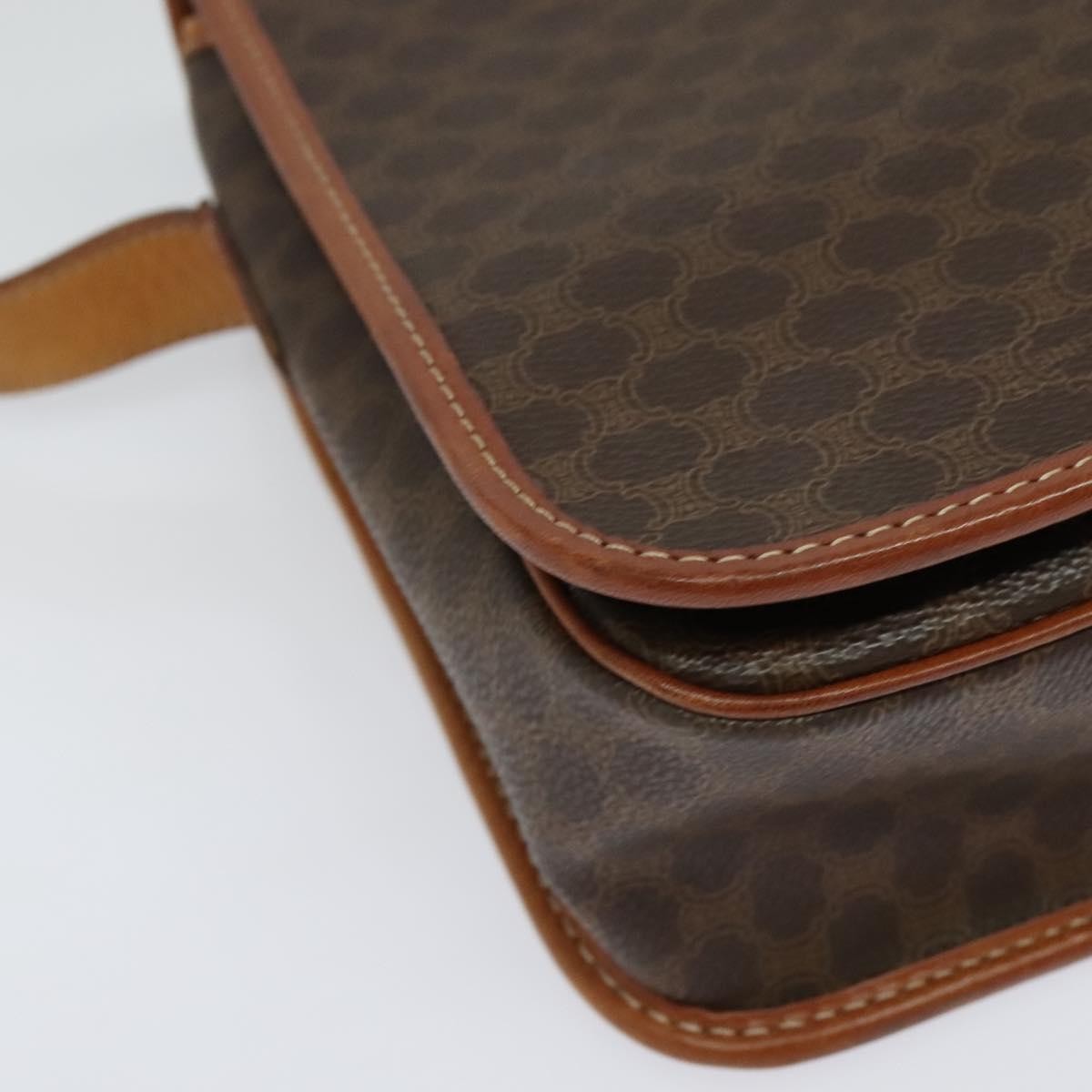 Celine Macadam Shoulder Bag Pvc Leather Brown Canvas Bag (Pre-Owned)
