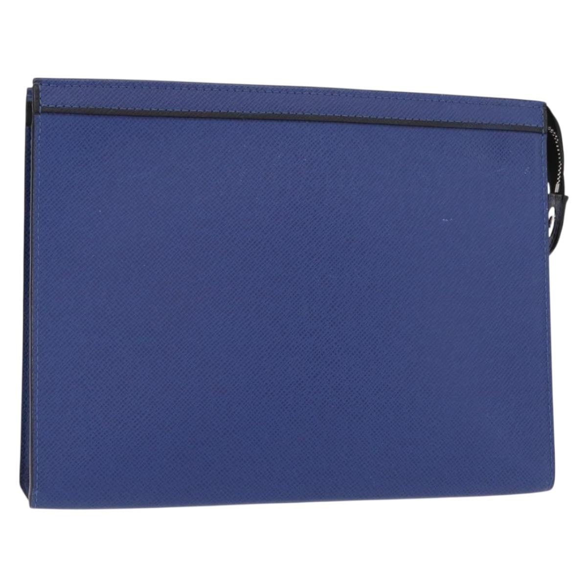 Louis Vuitton Pochette Voyage Taiga Leather Blue Leather Clutche & Pouche Bag (Pre-Owned)
