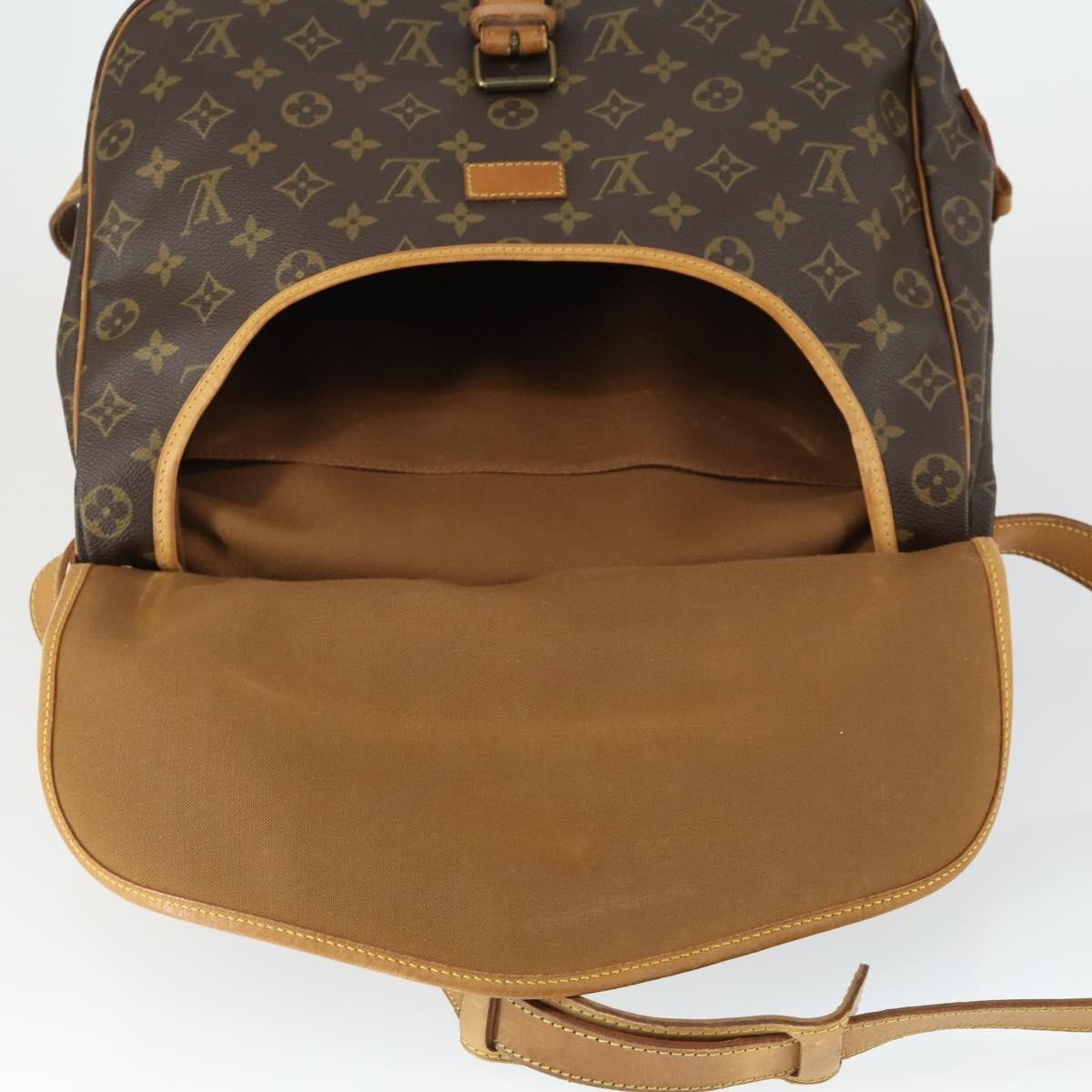 Louis Vuitton Saumur Handbag Monogram Canvas Brown Canvas Shoulder Bag Bag (Pre-Owned)