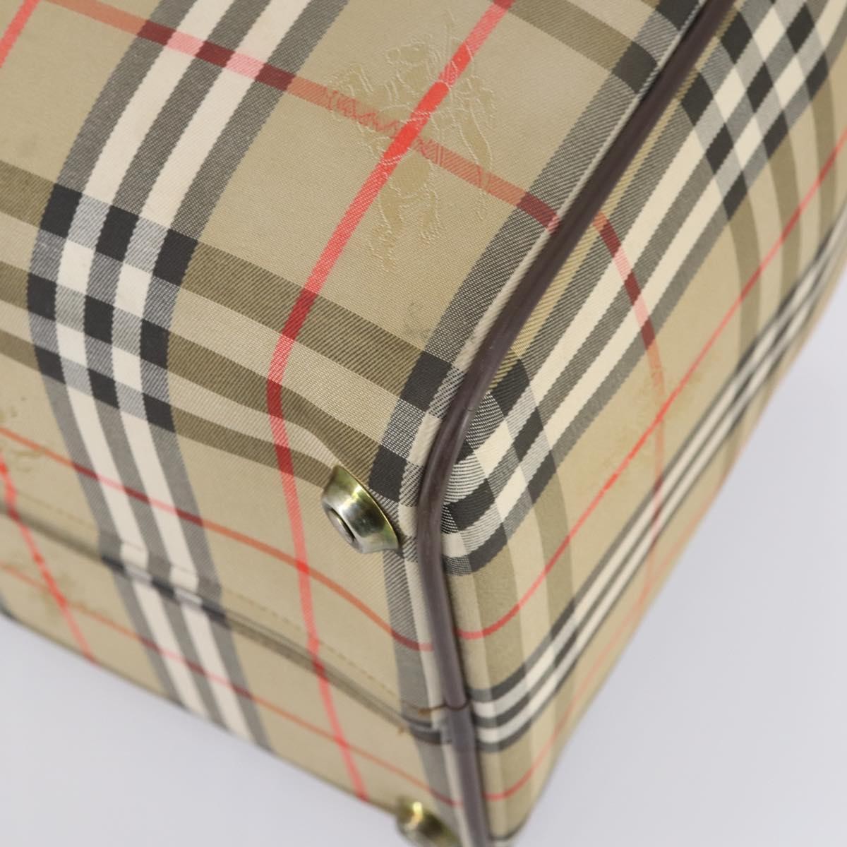Burberry Vintage Duffle Bag Haymarket Canvas Beige Canvas Travel Bag Bag (Pre-Owned)