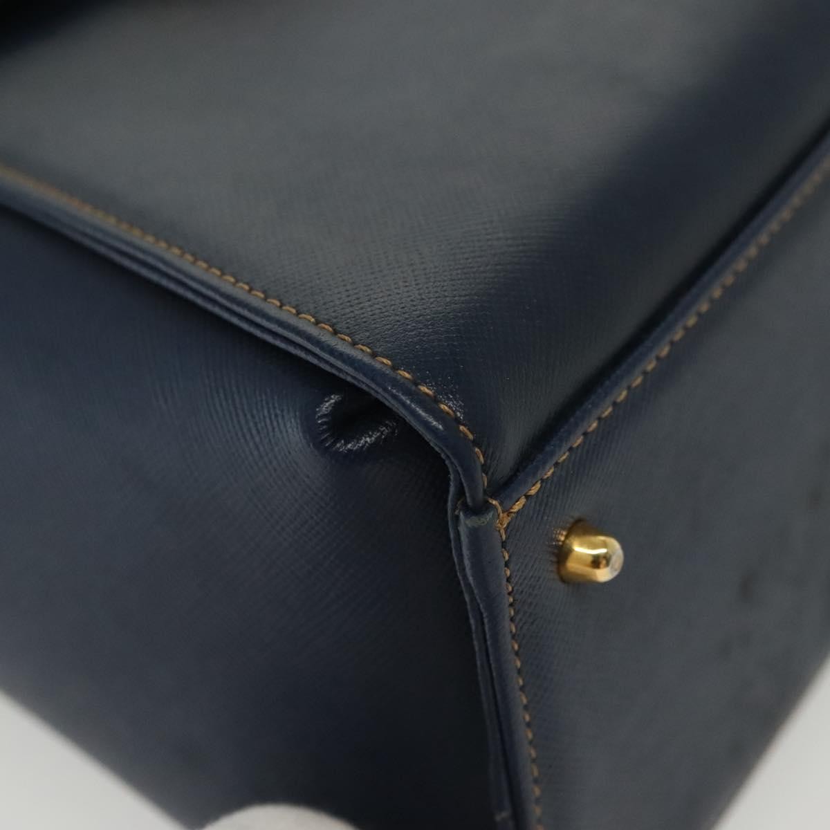Valentino Garavani Vintage Handbag Leather Navy Leather Handbag (Pre-Owned)