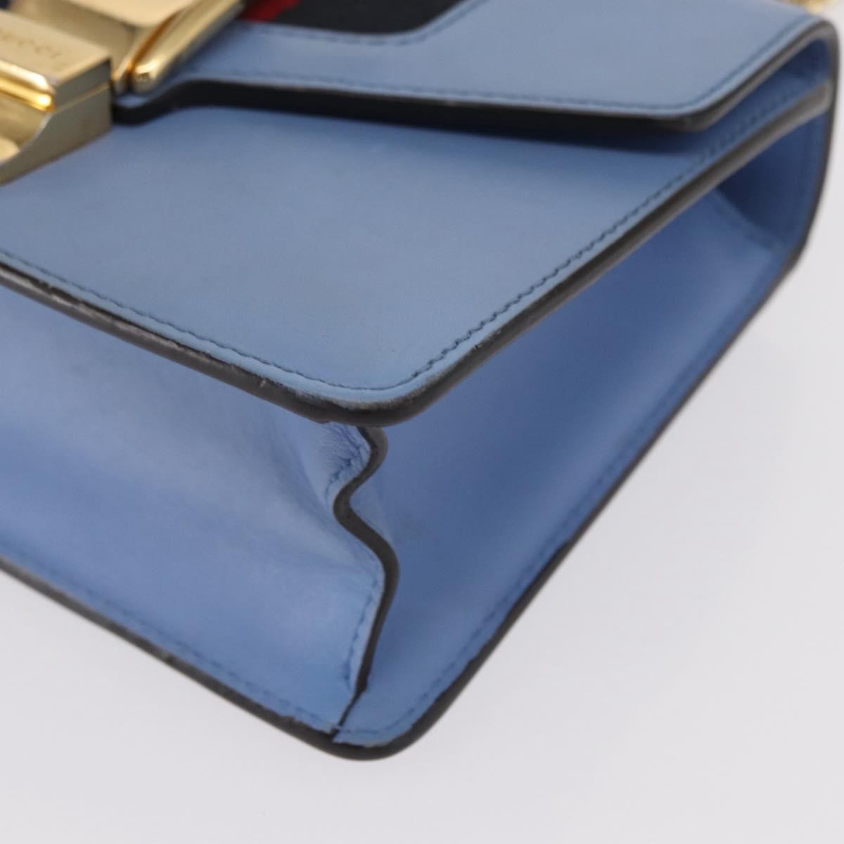 Gucci Sylvie Chain Shoulder Bag Leather Blue Leather Shoulder Bag Bag (Pre-Owned)