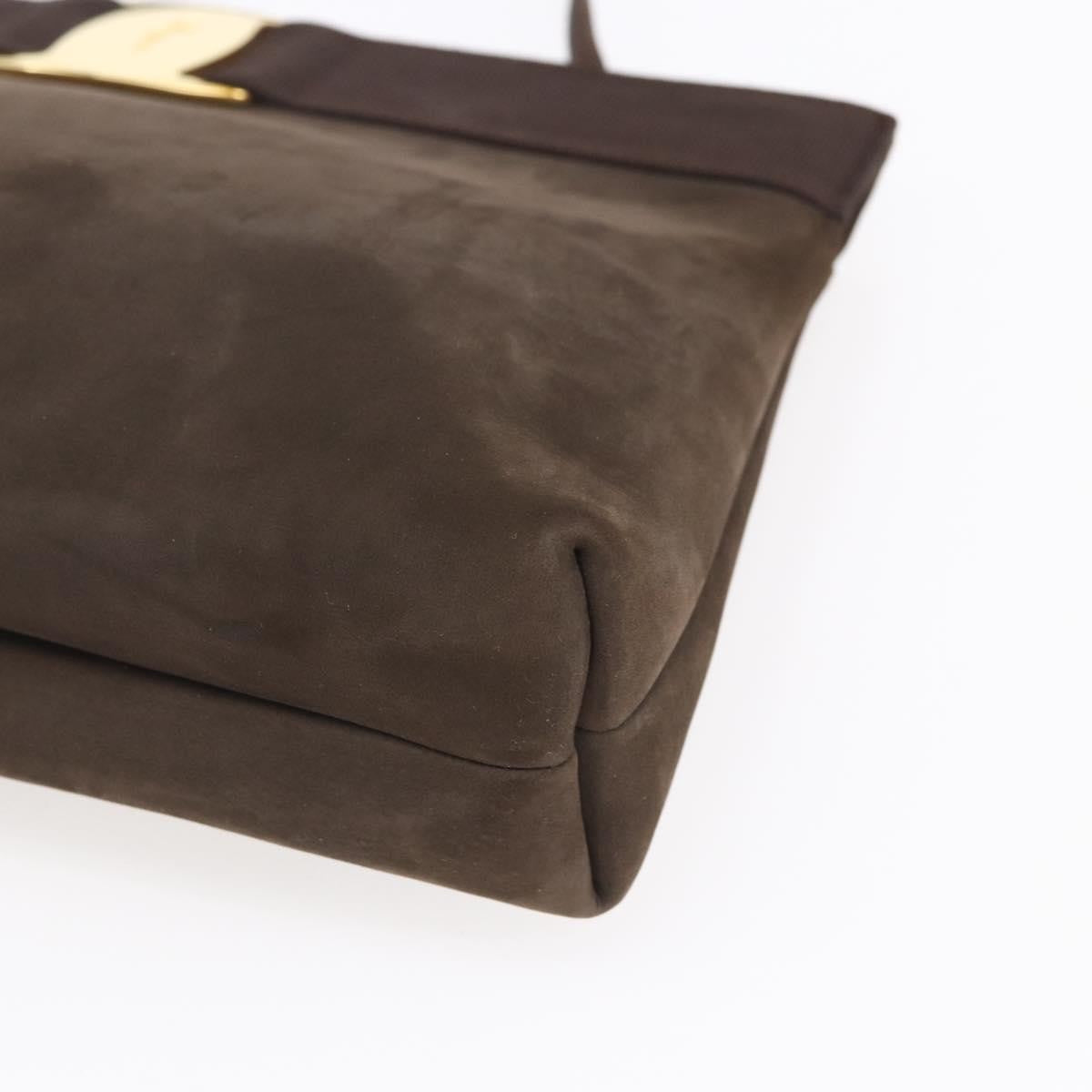 Salvatore Ferragamo Vala Shoulder Bag Suede Brown Suede Shoulder Bag Bag (Pre-Owned)