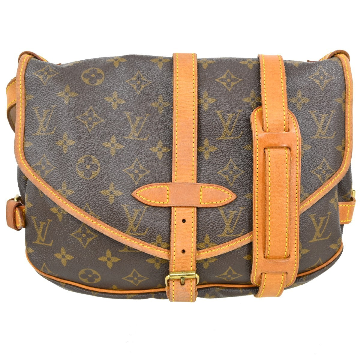 Louis Vuitton Saumur Handbag Monogram Canvas Brown Canvas Shoulder Bag Bag (Pre-Owned)