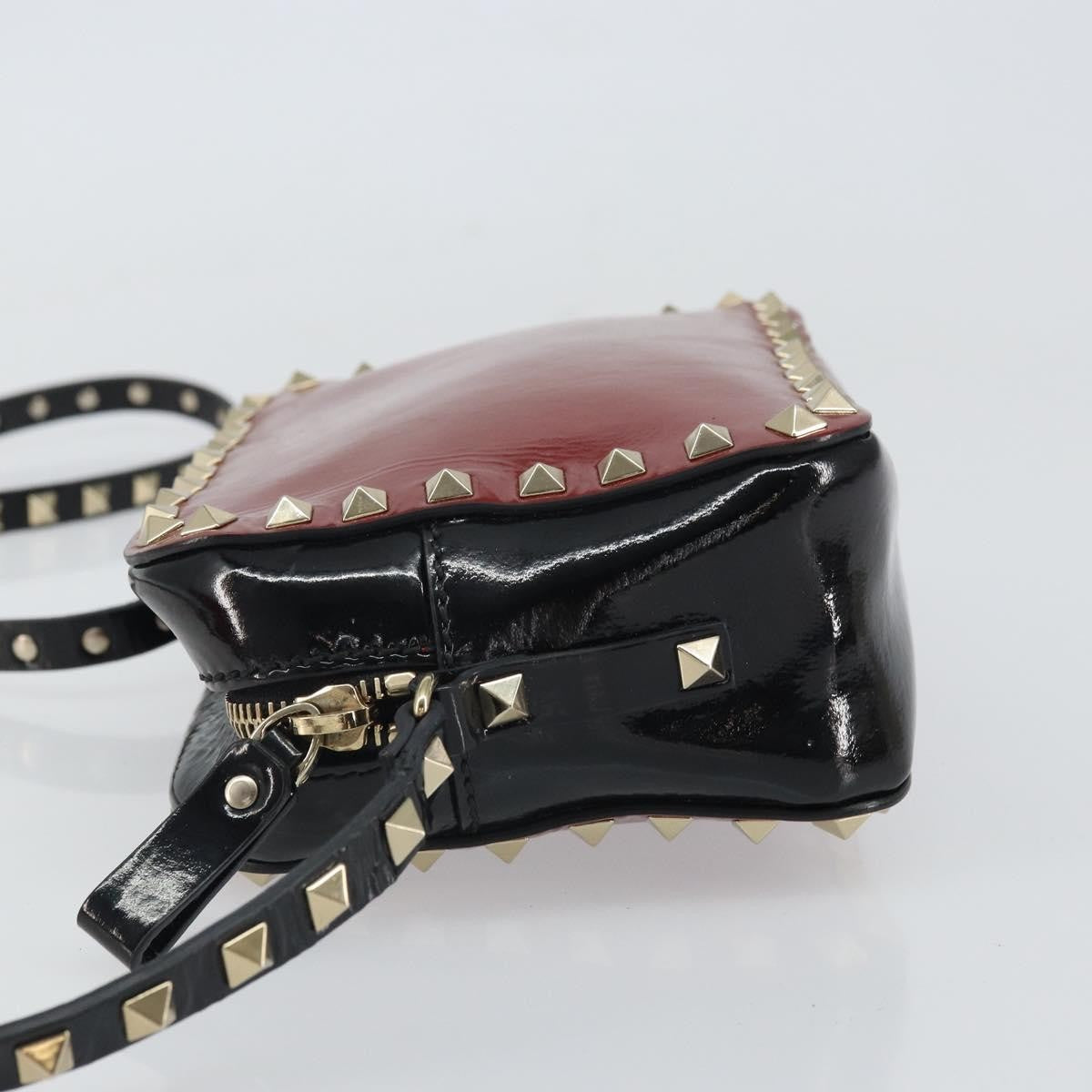 Valentino Garavani Rockstud Chain Camera Crossbody Bag Patent Leather Red Patent_Leather Clutche & Pouche Bag (Pre-Owned)