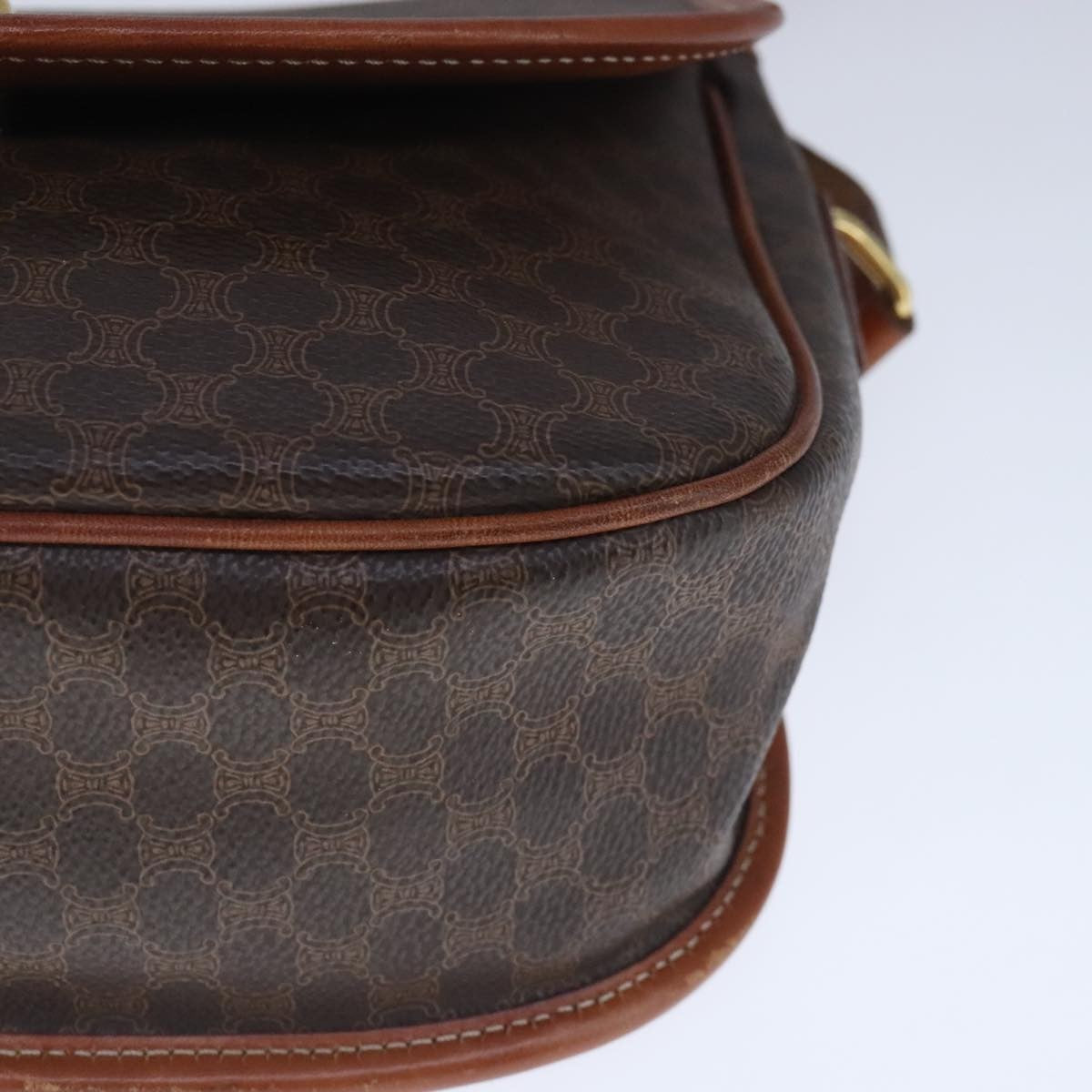 Celine Vintage Macadam Shoulder Bag Canvas And Leather Brown Canvas Shoulder Bag Bag (Pre-Owned)