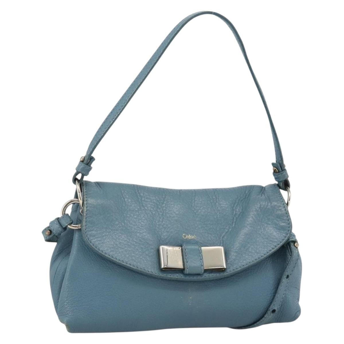 Chloe Lily Handbag Leather Blue Leather Handbag (Pre-Owned)