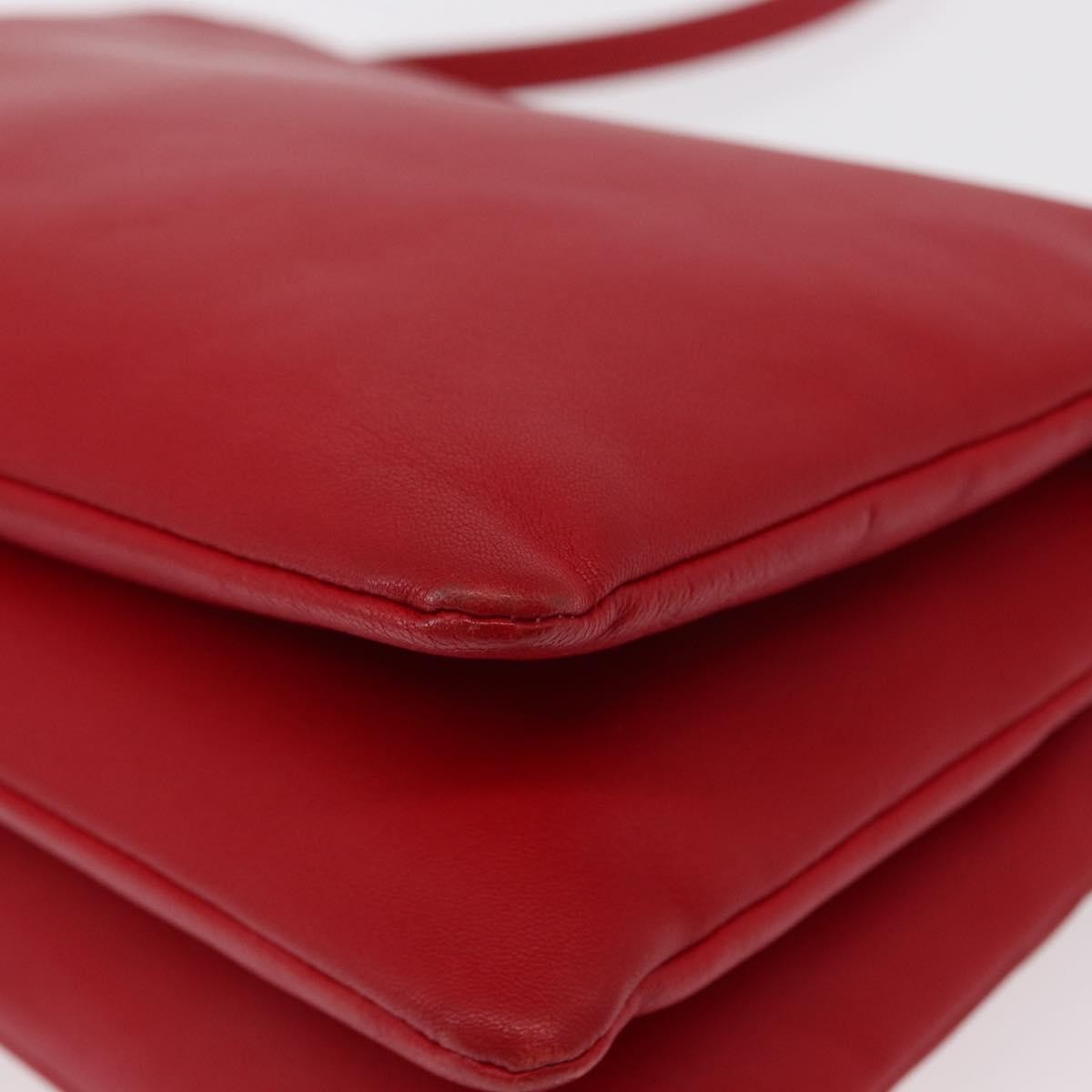Celine Trio Crossbody Bag Leather Red Leather Shoulder Bag Bag (Pre-Owned)