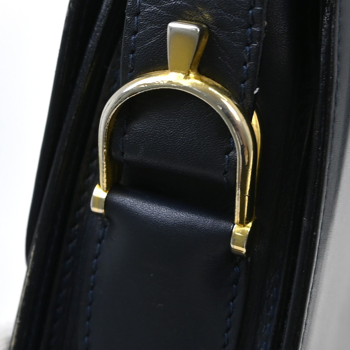 Celine Triomphe Shoulder Bag Leather Navy Leather Shoulder Bag Bag (Pre-Owned)