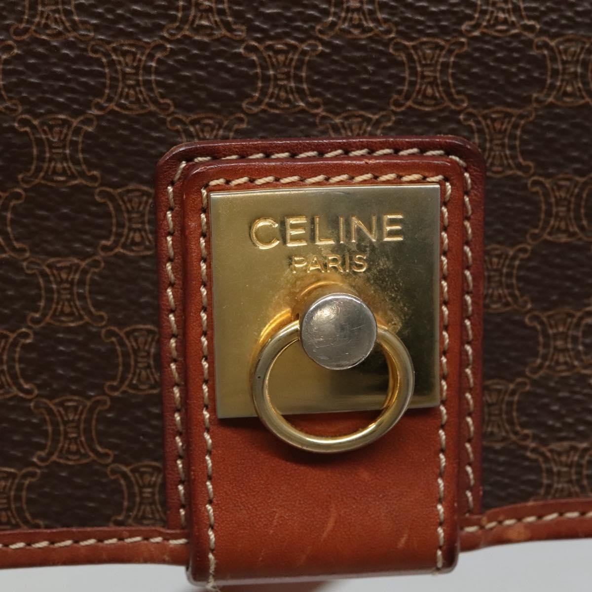 Celine Vintage Macadam Shoulder Bag Canvas And Leather Brown Canvas Shoulder Bag Bag (Pre-Owned)