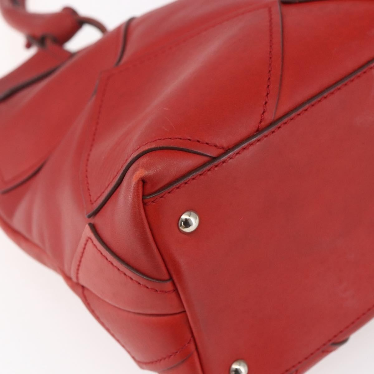 Salvatore Ferragamo Gancini Handbag Leather Red Leather Handbag (Pre-Owned)