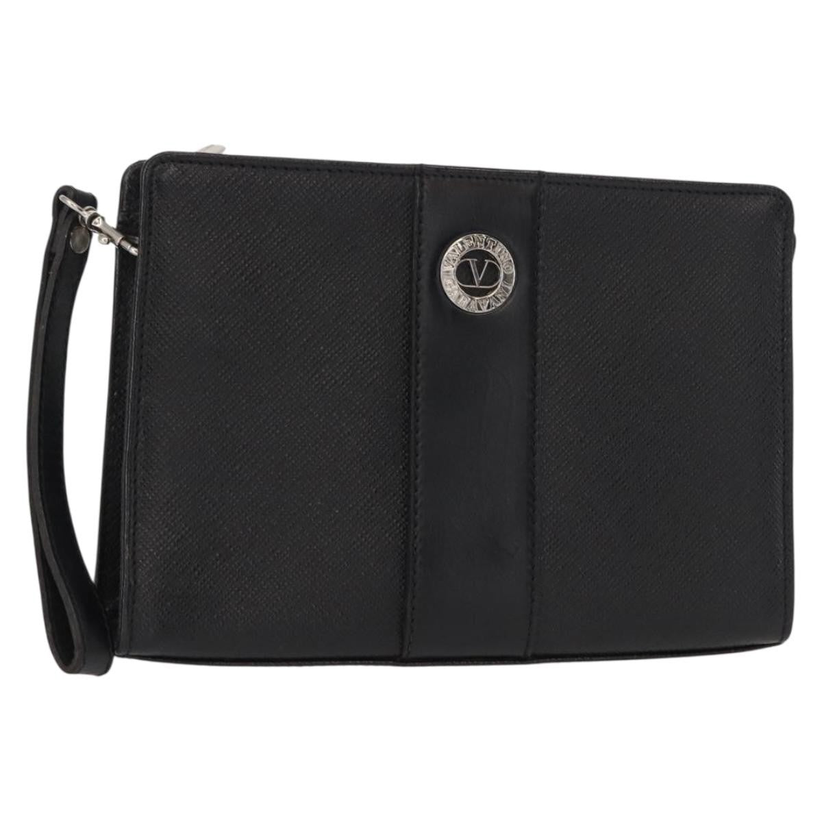 Valentino Garavani Pochette Leather Black Leather Clutche & Pouche Bag (Pre-Owned)