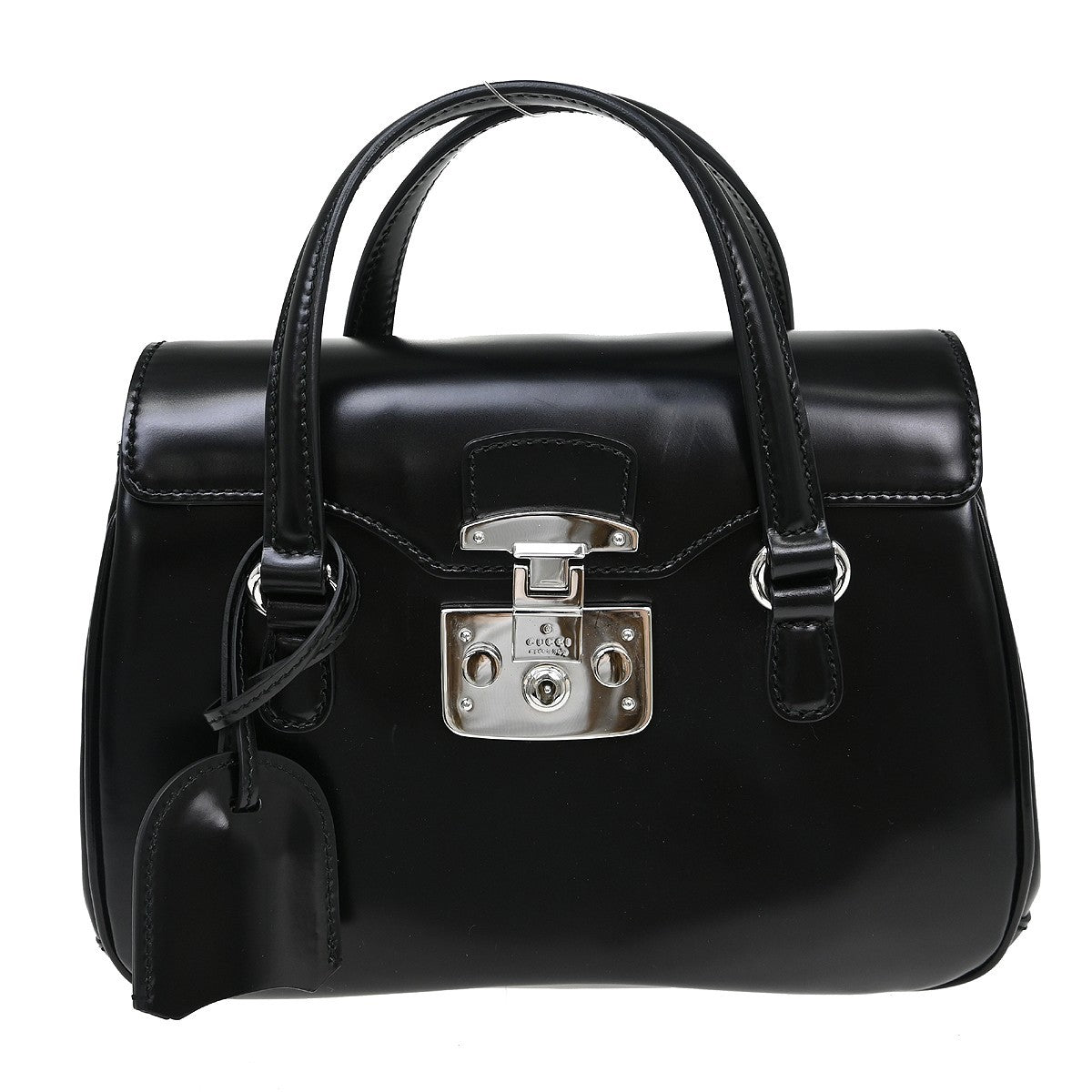 Gucci Lady Lock Satchel Leather Black Leather Handbag (Pre-Owned)