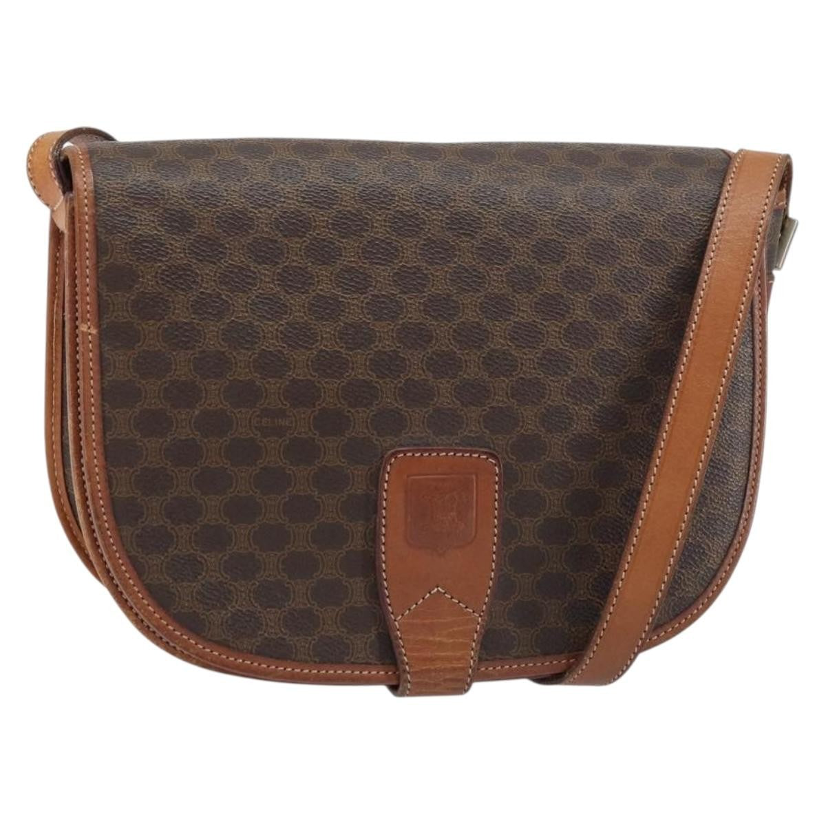 Celine Macadam Shoulder Bag Pvc Leather Brown Pvc Shoulder Bag Bag (Pre-Owned)