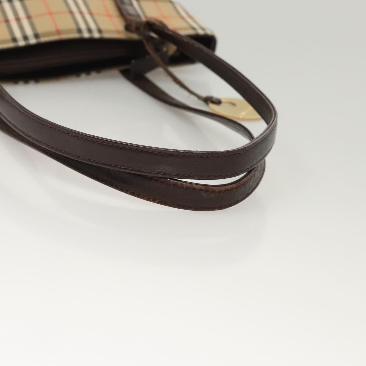 Burberry Nova Check Shoulder Bag Canvas And Leather Beige Canvas Shoulder Bag Bag (Pre-Owned)