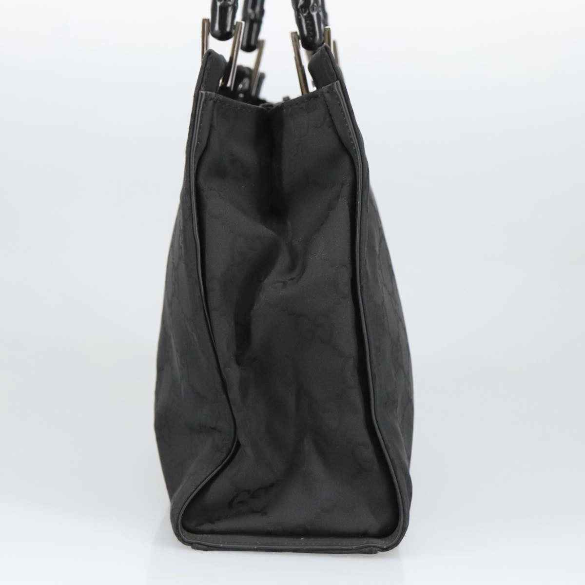 Gucci Vintage Bamboo Handle Tote Gg Nylon Black Nylon Tote Bag Bag (Pre-Owned)