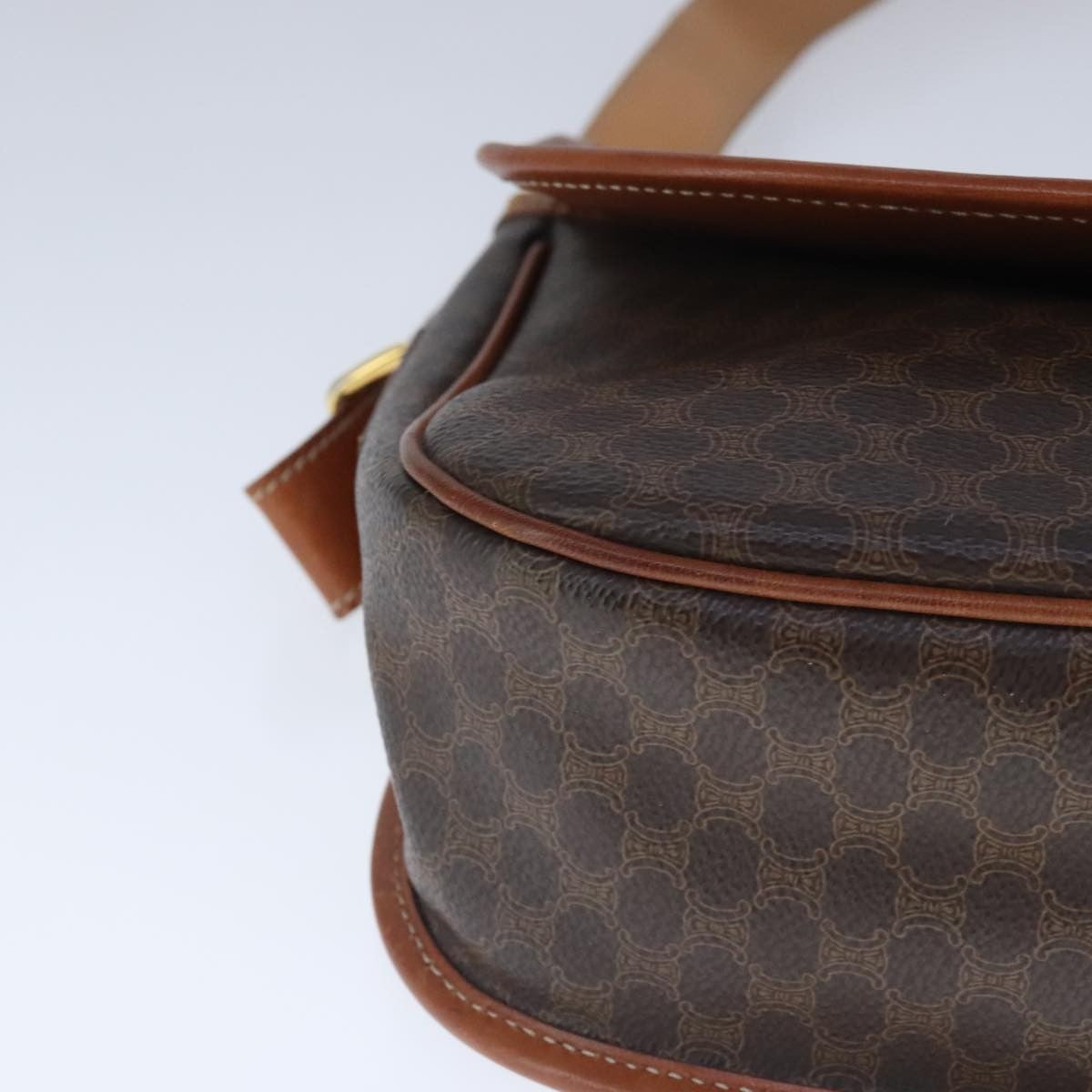Celine Vintage Macadam Shoulder Bag Canvas And Leather Brown Canvas Shoulder Bag Bag (Pre-Owned)