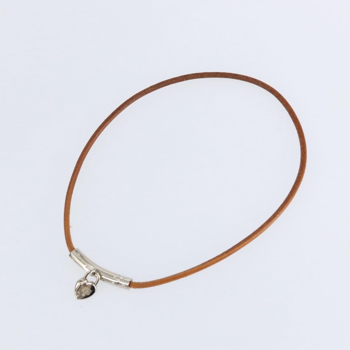Hermes Annee Mediterranee Cadena Charm Necklace Metal And Leather Brown Leather Necklace Jewelry (Pre-Owned)