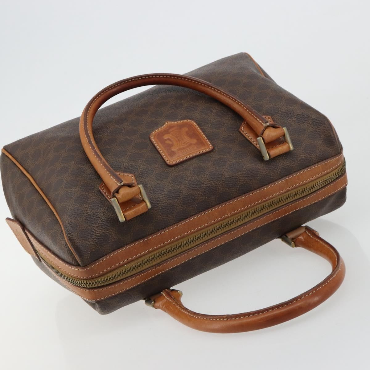 Celine Vintage Triomphe Handbag Canvas Brown Canvas Handbag (Pre-Owned)