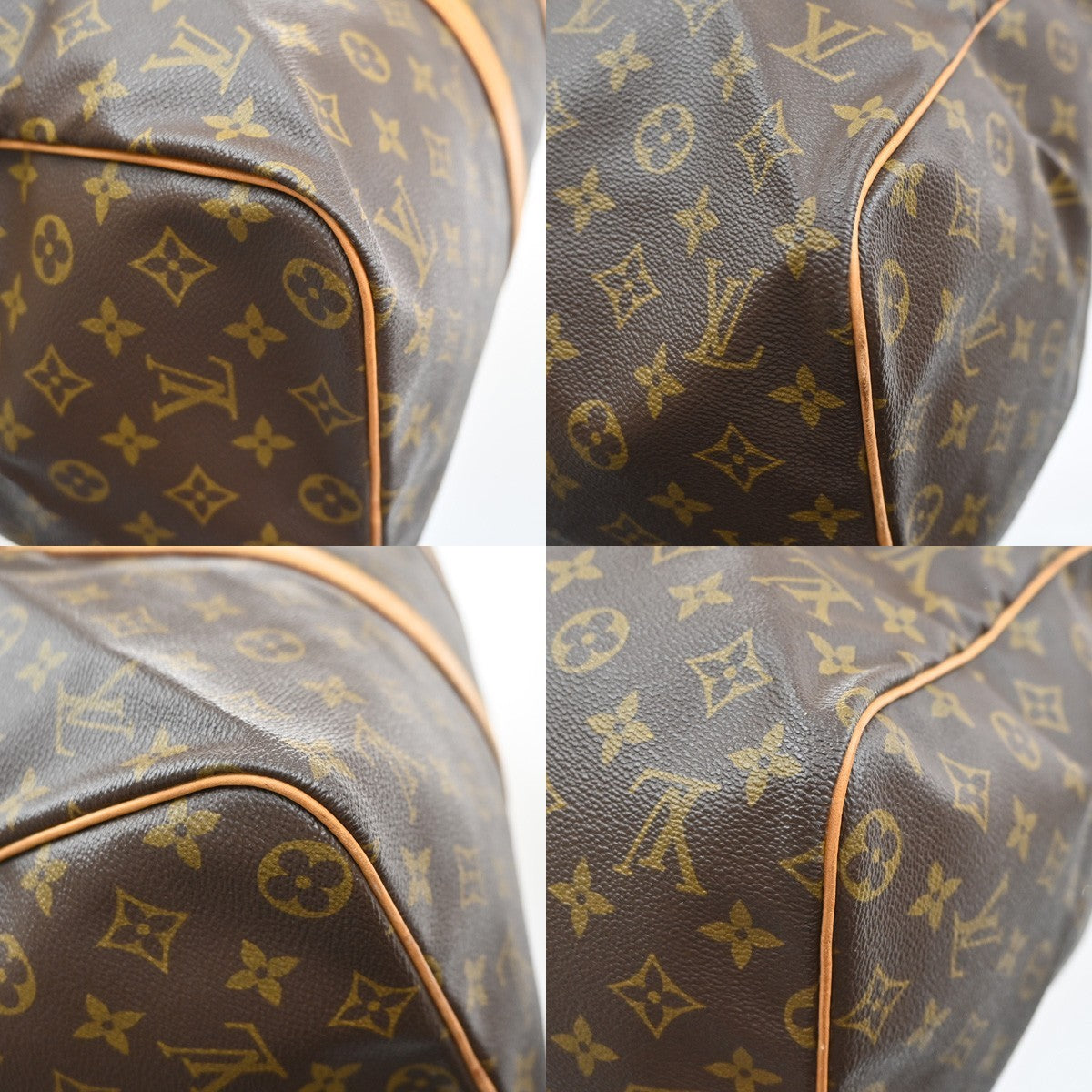 Louis Vuitton Sac Souple Handbag Monogram Canvas Brown Leather Travel Bag Bag (Pre-Owned)