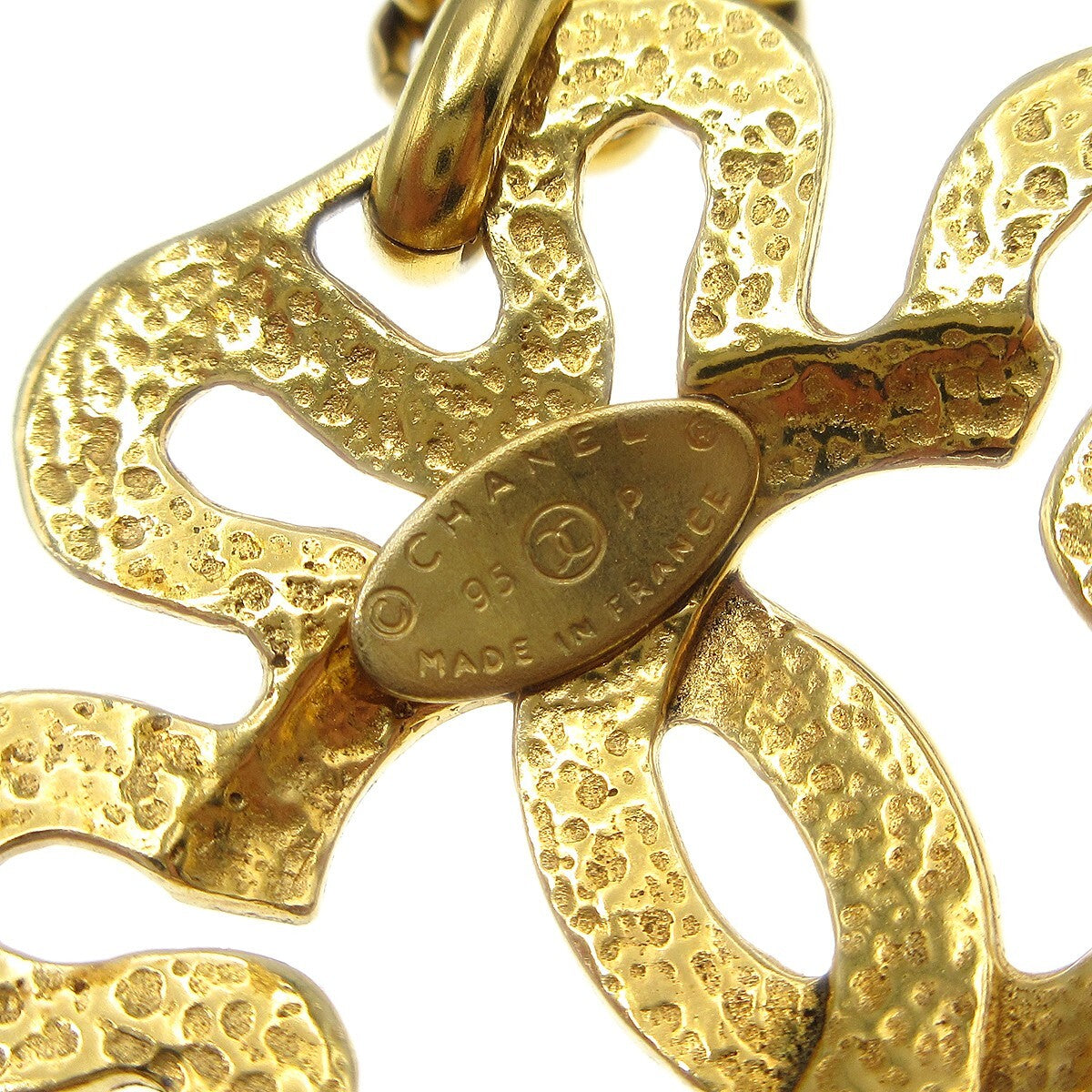 Chanel Cc Flower Pendant Necklace Metal Gold Gold_Plated Necklace Jewelry (Pre-Owned)