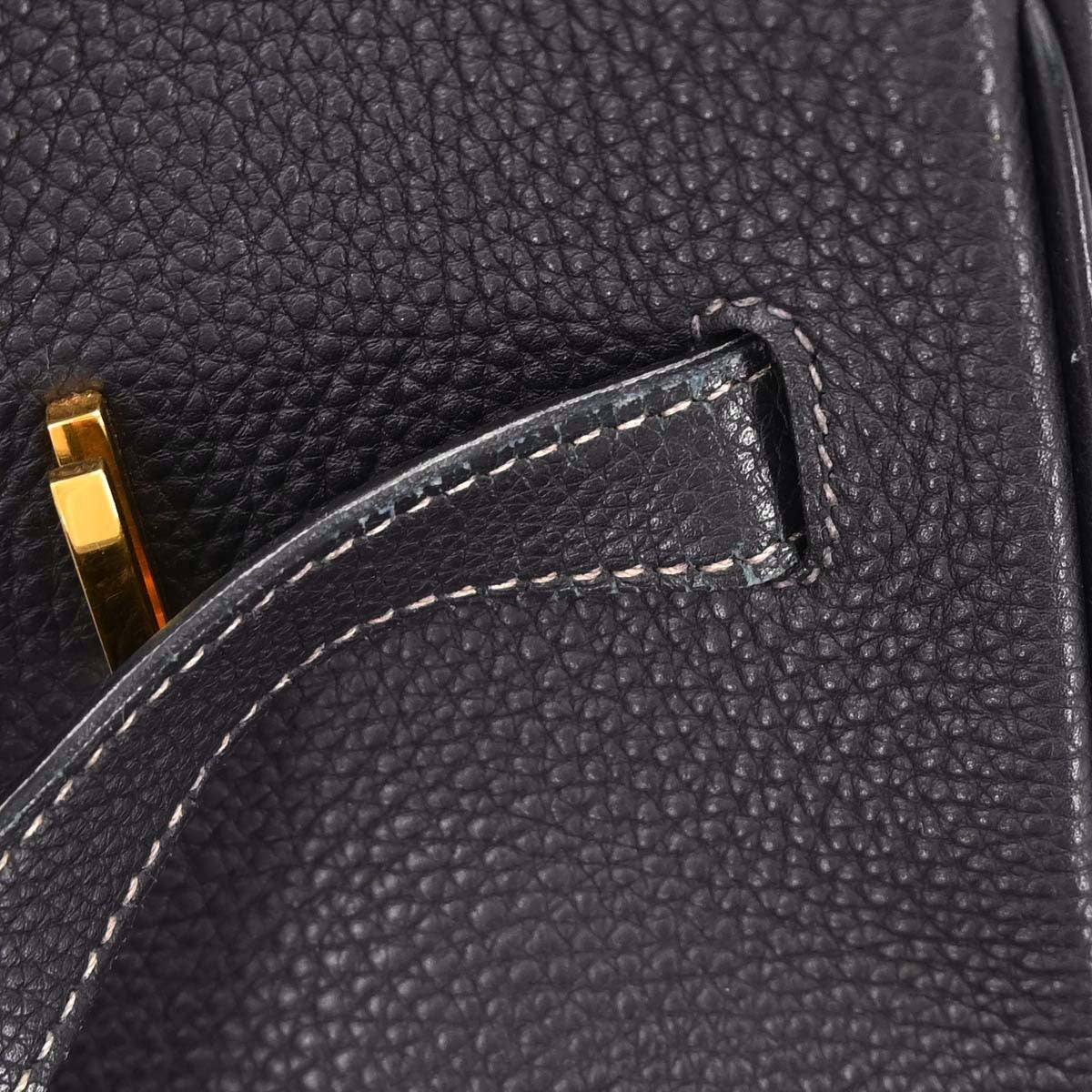 Hermes Birkin Handbag Blue Togo With Gold Hardware Blue Leather Handbag (Pre-Owned)
