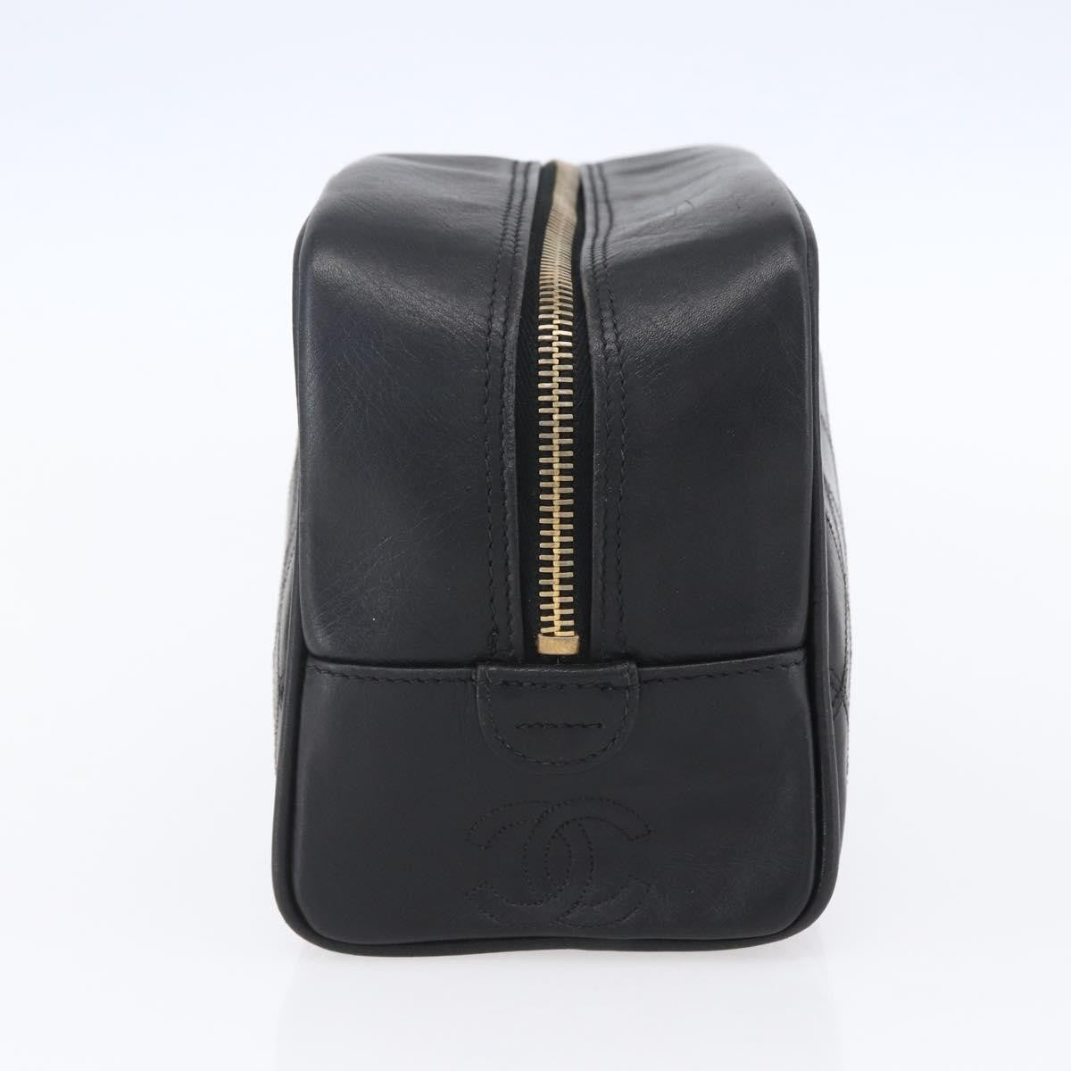 Chanel Vintage Toiletry Pouch Leather Black Patent_Leather Clutche & Pouche Bag (Pre-Owned)